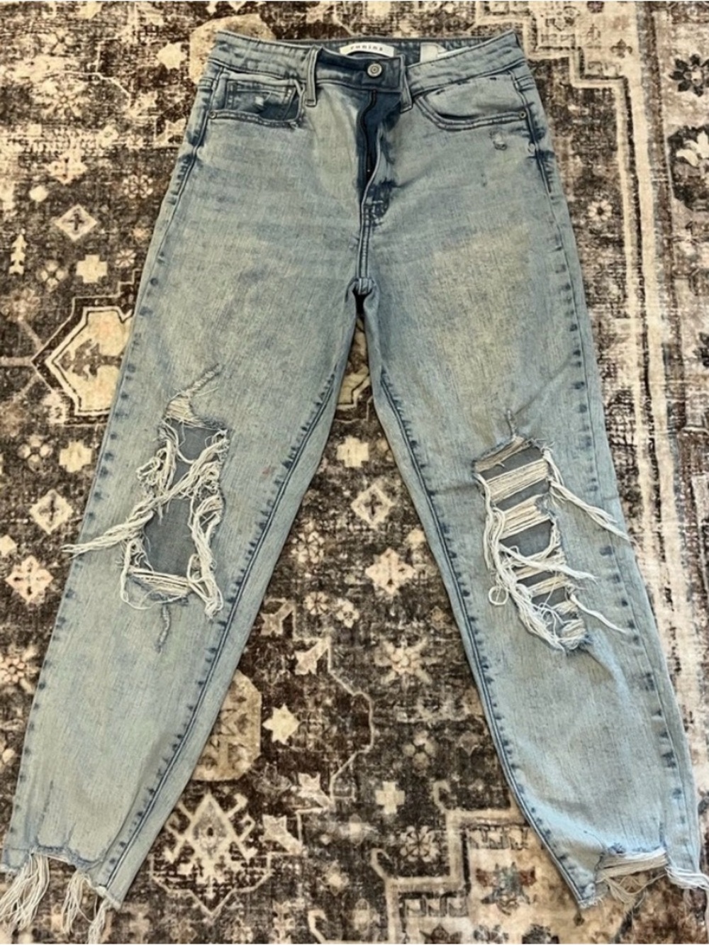 eunina Light Blue Distressed Boyfriend Jeans